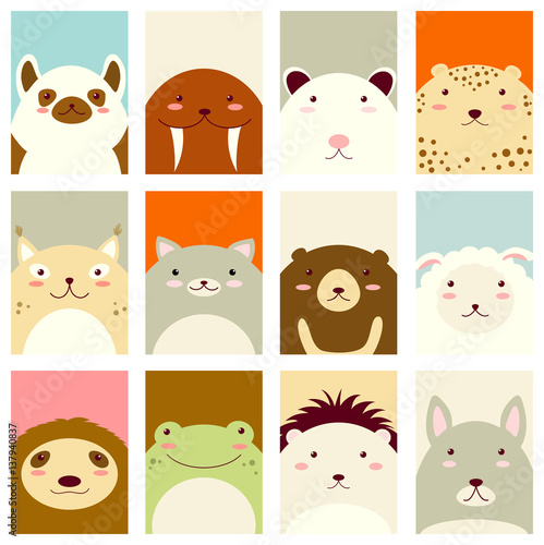 Set of banners with cute animals