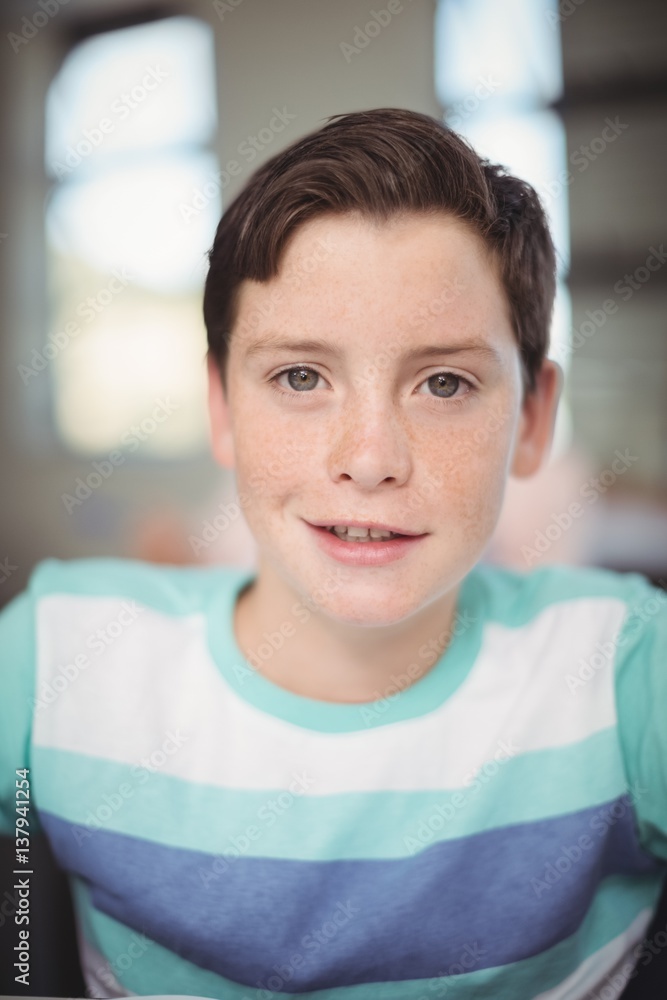 Portrait of smiling schoolboy in classroom Portrait of smiling schoolboy in classroom