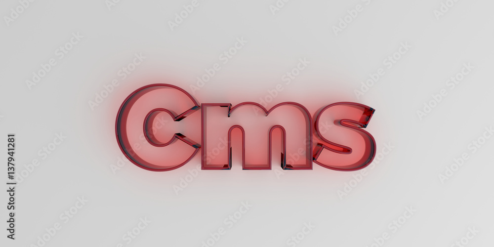 Cms - Red glass text on white background - 3D rendered royalty free stock image. Cms - Red glass text on white background - 3D rendered royalty free stock image.