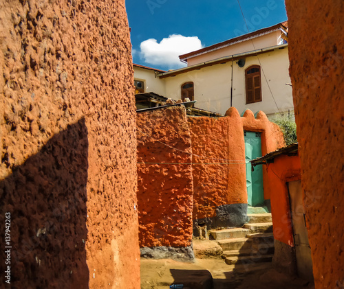 Coloured streets in the central Jugol, Harar, Ethiopia photo