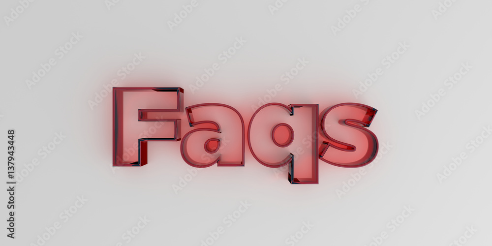 Faqs - Red glass text on white background - 3D rendered royalty free stock image. Faqs - Red glass text on white background - 3D rendered royalty free stock image.