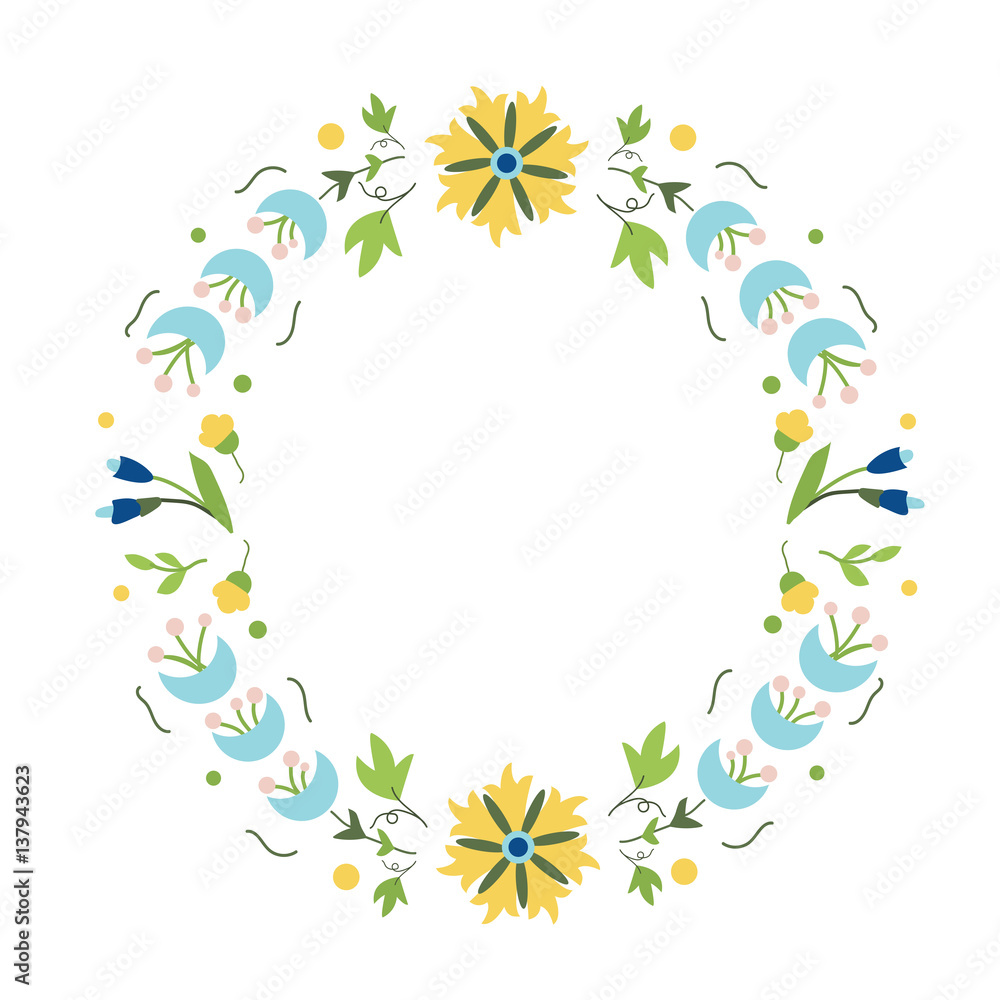 Floral ornament in blue and yellow