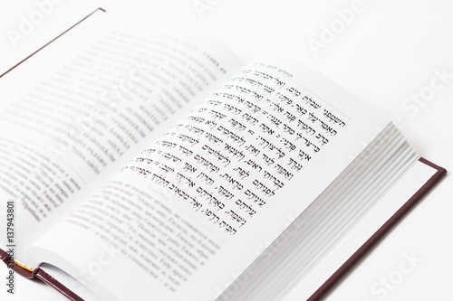 Jewish book on a white background, "Psalms of David", close-up.