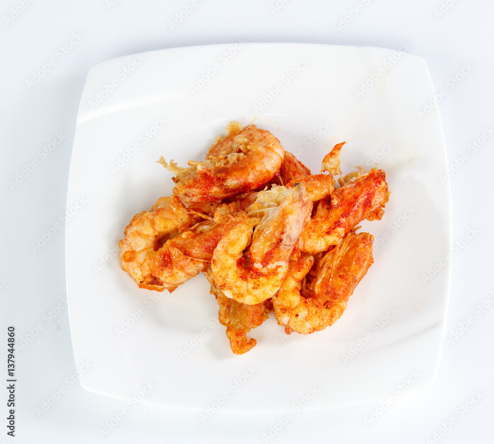 Fried shrimp isolated on white background Fried shrimp isolated on white background