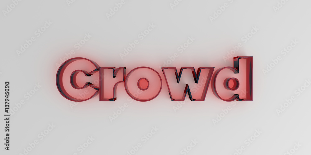 Crowd - Red glass text on white background - 3D rendered royalty free stock image. Crowd - Red glass text on white background - 3D rendered royalty free stock image.