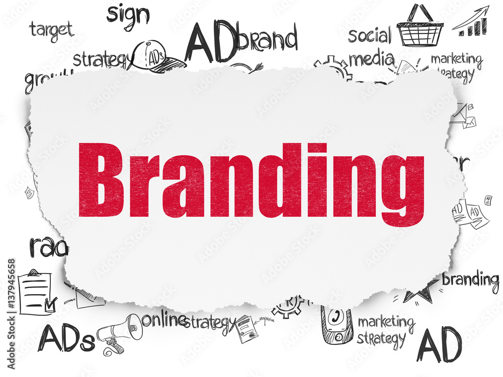 Obraz premium Advertising concept: Branding on Torn Paper background
