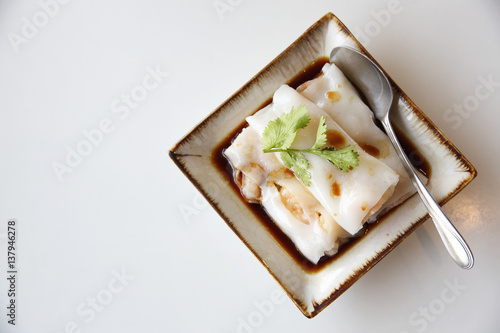 Chinese shrimp spring rolls isolated in white background