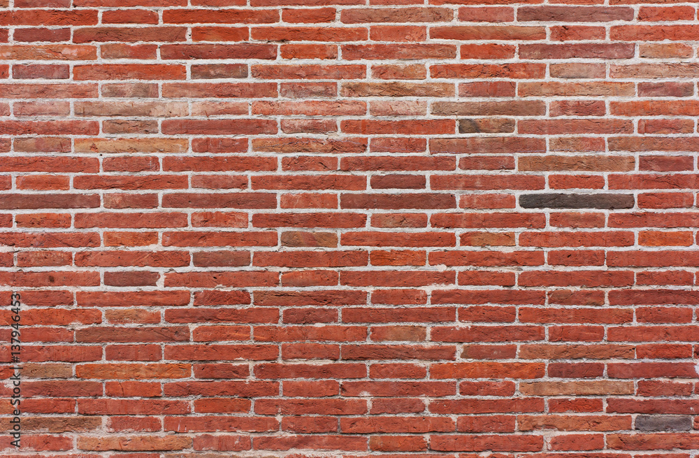 Brick red wall exactly in a row Brick red wall exactly in a row