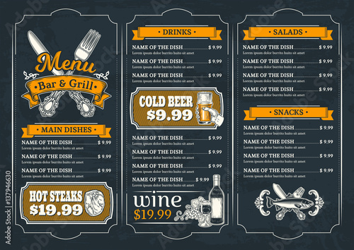 Template for the restaurant menu