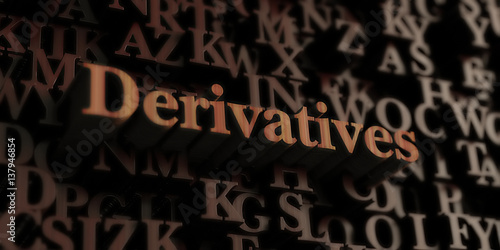 Derivatives - Wooden 3D rendered letters/message. Can be used for an online banner ad or a print postcard.