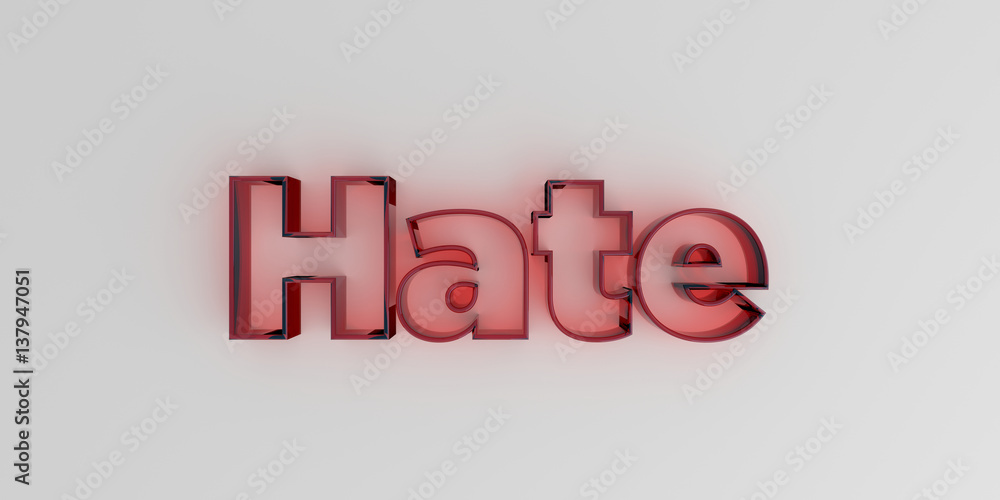 Hate - Red glass text on white background - 3D rendered royalty free stock image. Hate - Red glass text on white background - 3D rendered royalty free stock image.