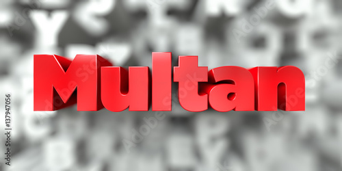 Multan -  Red text on typography background - 3D rendered royalty free stock image. This image can be used for an online website banner ad or a print postcard. photo