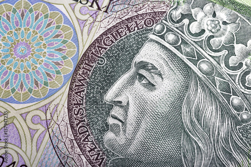 Polish money bill one hundred zloty macro