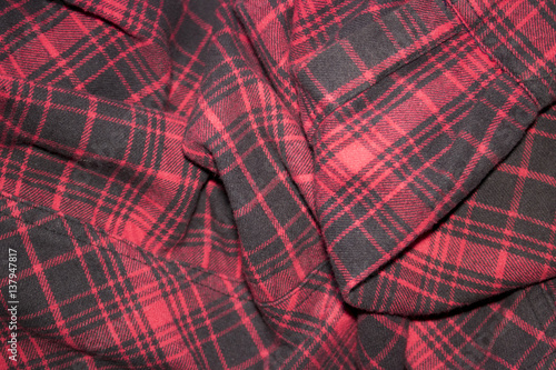 Red plaid flannel fabric cloth