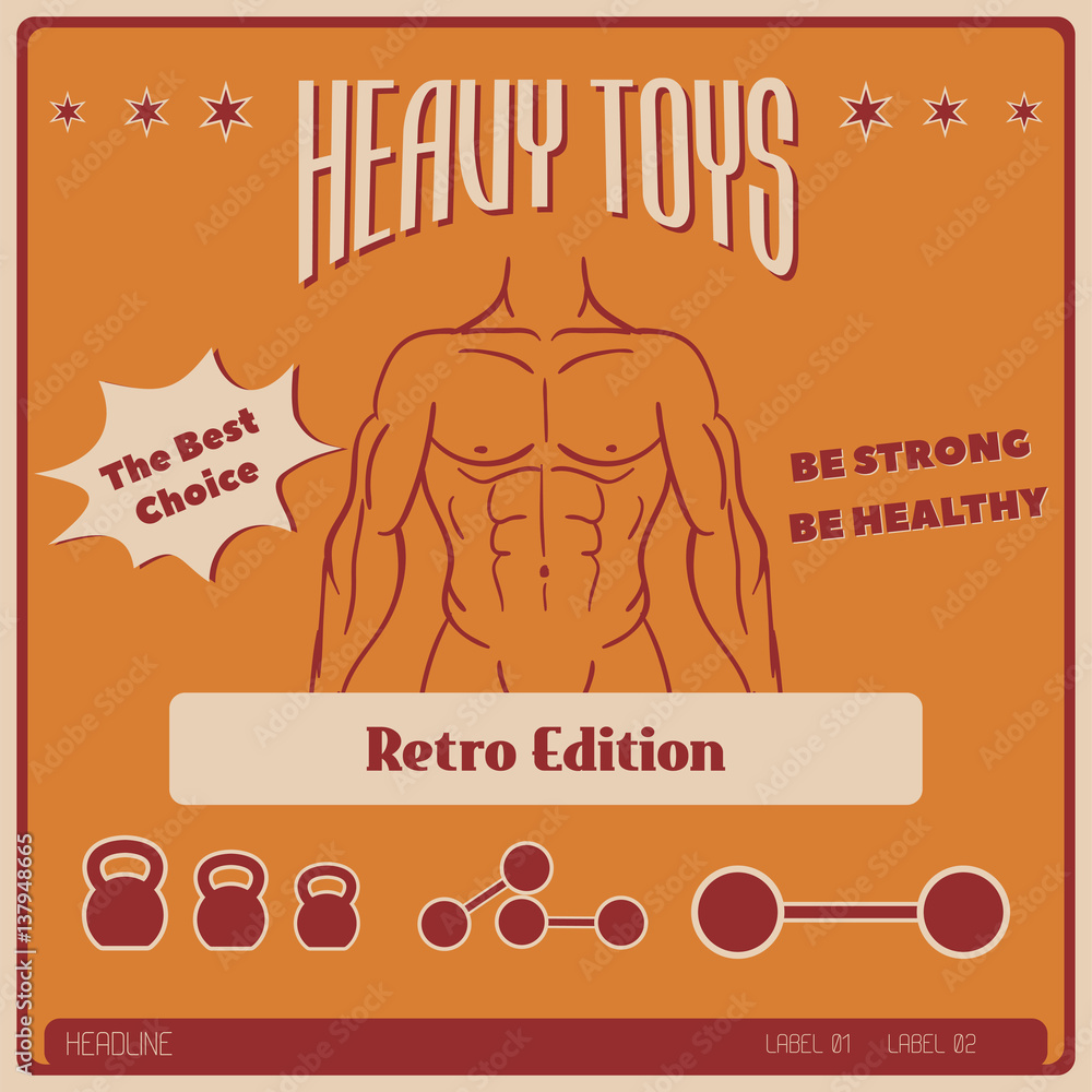 Poster with kettlebell and barbell Stock Vector | Adobe Stock