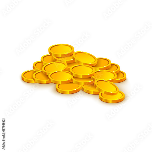 Stack of gold coins isolated on white background