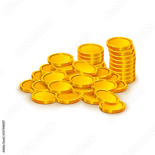 Stack of gold coins isolated on white background