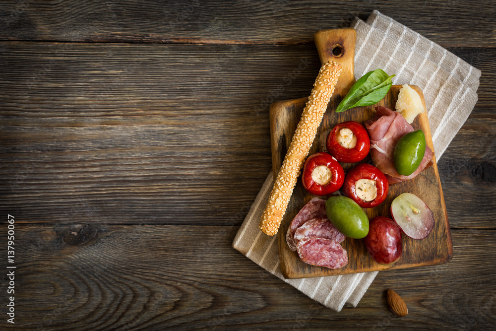 Cheese platter. Antipasti.