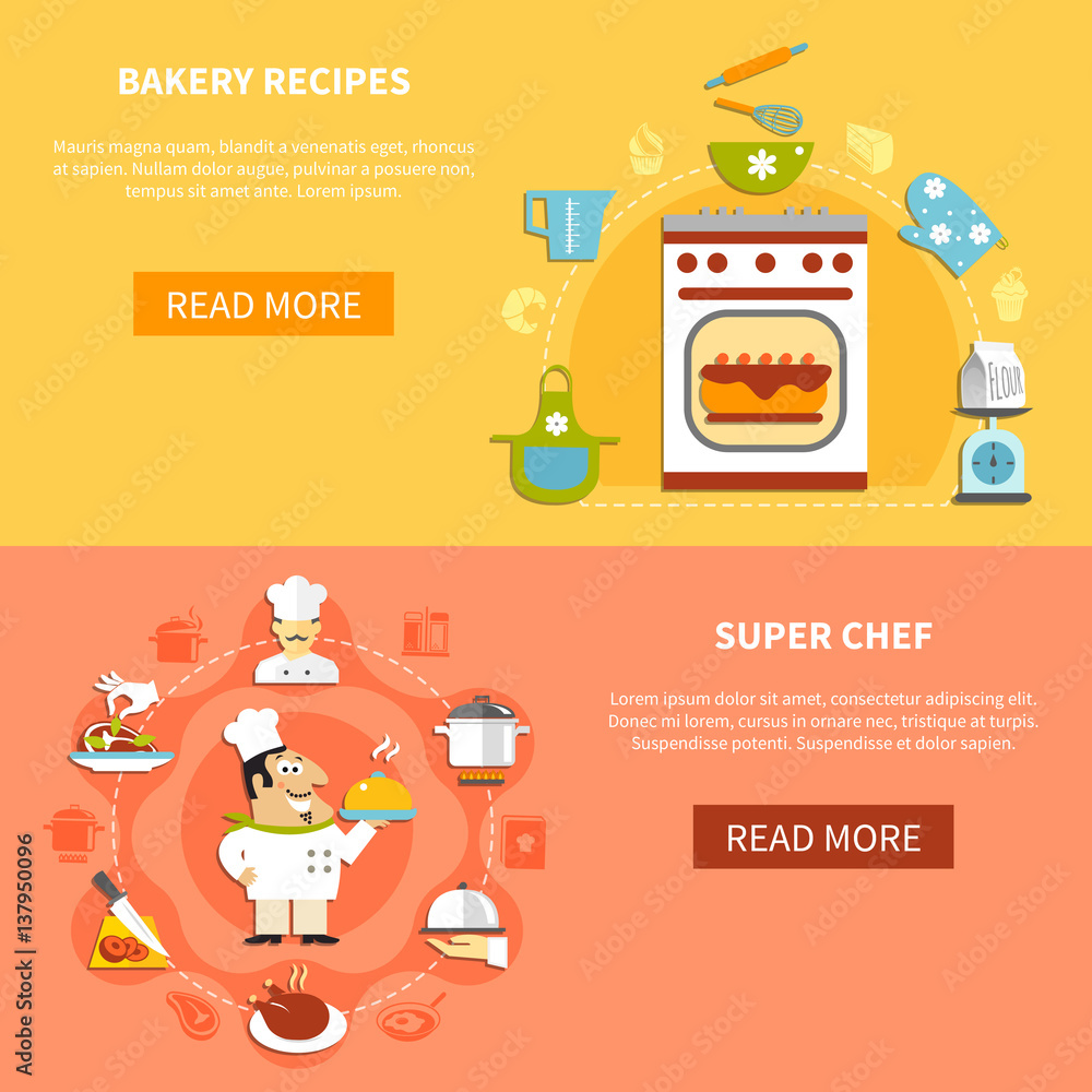 Fototapeta premium Cooking Horizontal Banners
