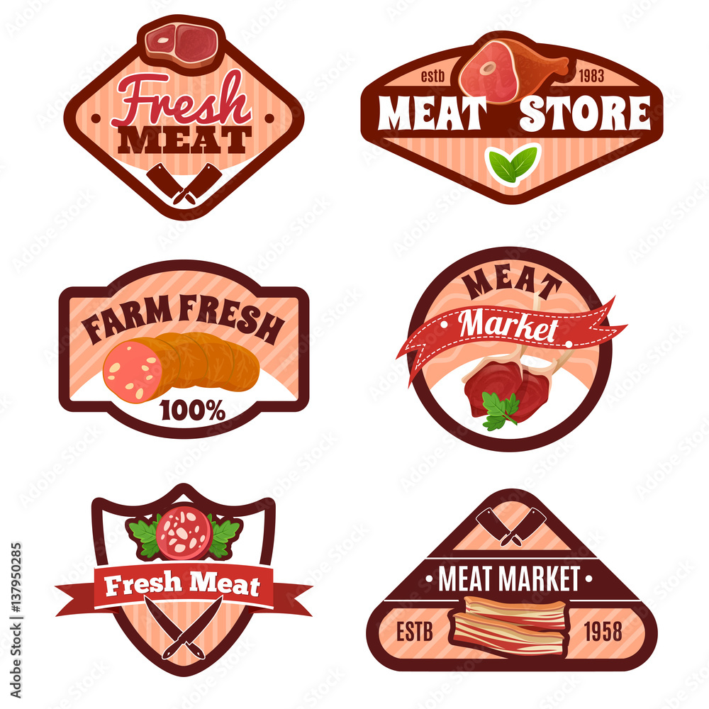 Meat Market Emblems Set