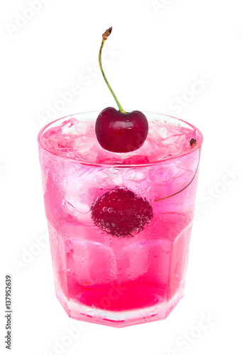 Wallpaper Mural Red cherry cocktail isolated on white background, clipping path included Torontodigital.ca