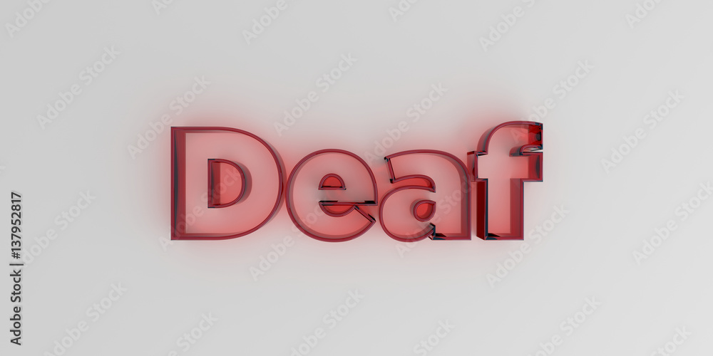 Deaf - Red glass text on white background - 3D rendered royalty free stock image. Deaf - Red glass text on white background - 3D rendered royalty free stock image.
