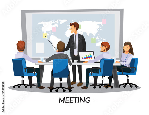Business People Having Board Meeting Vector illustration cartoon character