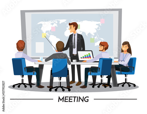 Business People Having Board Meeting,Vector illustration cartoon character