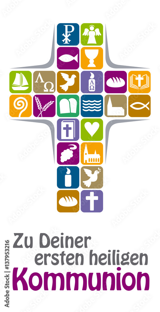 Karte mit Glückwunsch zur ersten heiligen Kommunion Stock Vector