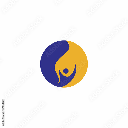 People and Wave in circle logo vector