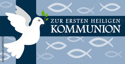 Karte mit Glückwunsch zur ersten heiligen Kommunion