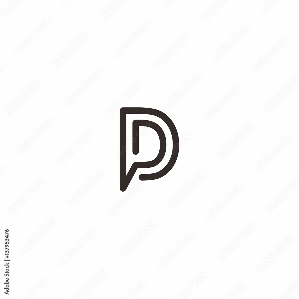 Fototapeta premium P D Letter Line Logo