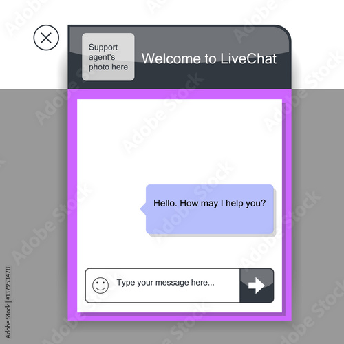The live chat window. The illustration shows the online chat template that can be used for the website.