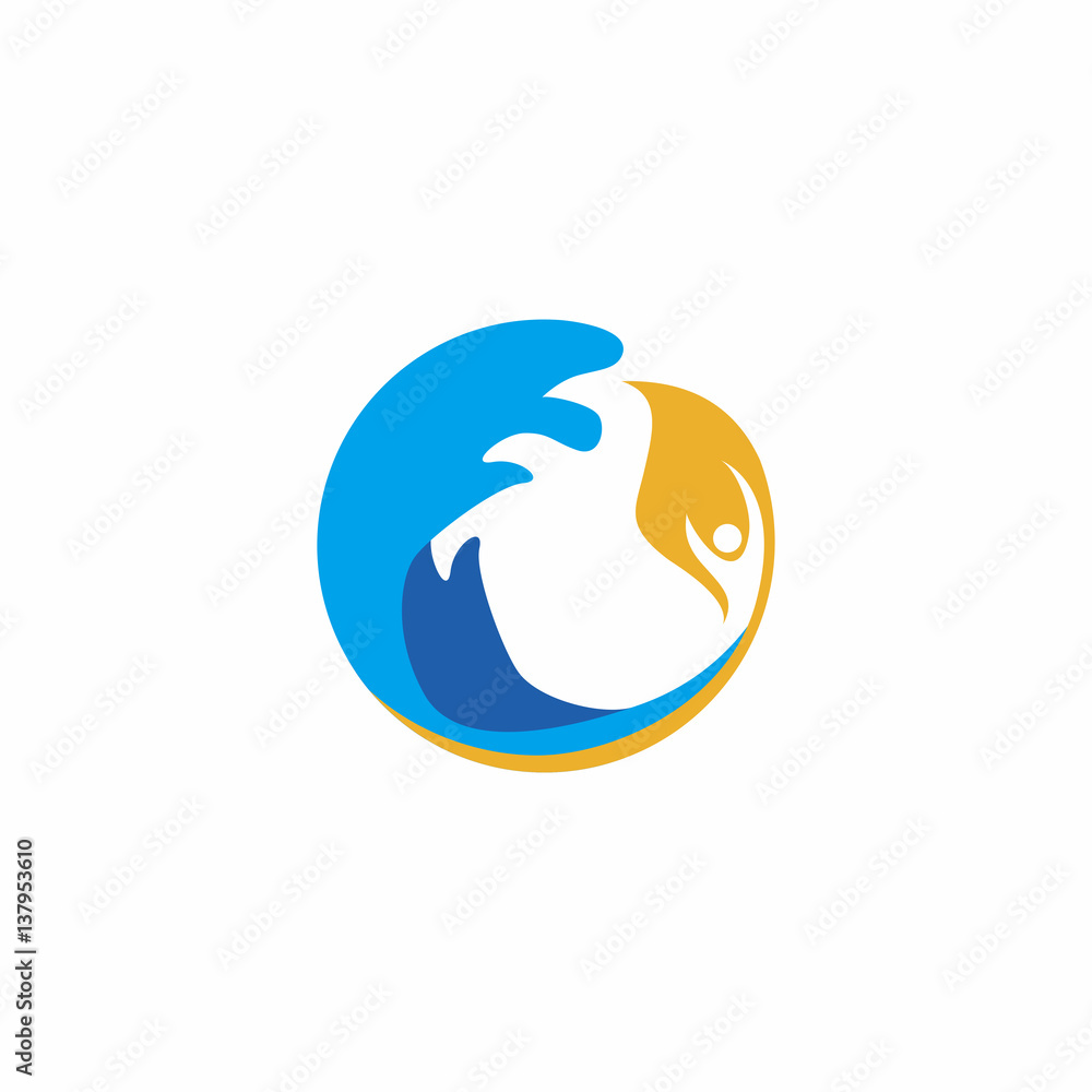 People and Wave in circle logo vector People and Wave in circle logo vector