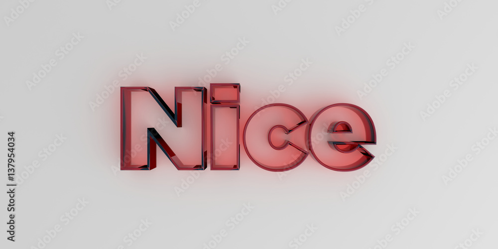 Nice - Red glass text on white background - 3D rendered royalty free stock image. Nice - Red glass text on white background - 3D rendered royalty free stock image.