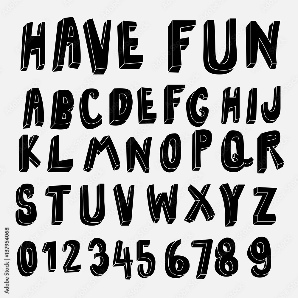 hand drawn 3d cartoon font collection hand drawn 3d cartoon font collection