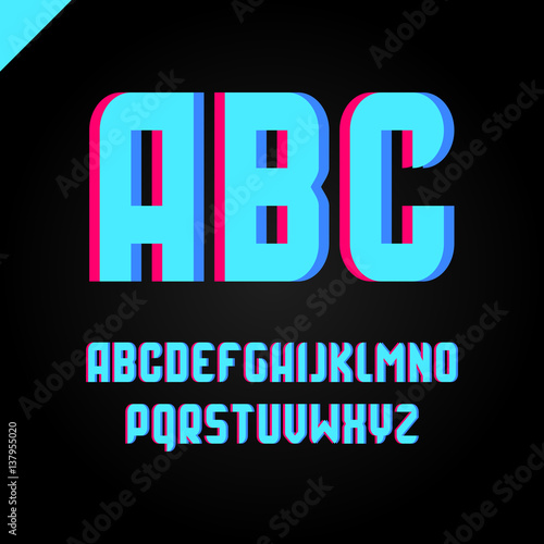 Vector square alphabet simple sport font and letter set