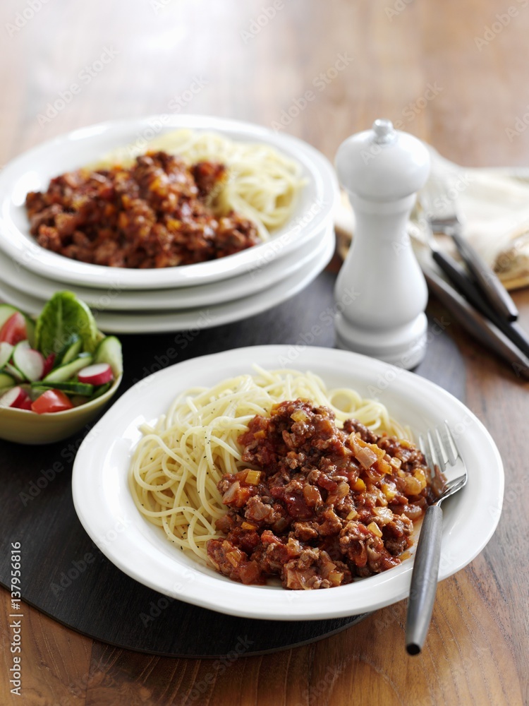 Spaghetti alla bolognese (pasta with a meat sauce, Italy) Spaghetti alla bolognese (pasta with a meat sauce, Italy)
