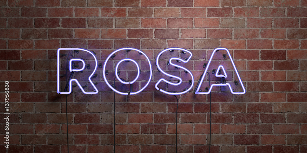 ROSA - fluorescent Neon tube Sign on brickwork - Front view - 3D rendered royalty free stock picture. Can be used for online banner ads and direct mailers.. ROSA - fluorescent Neon tube Sign on brickwork - Front view - 3D rendered royalty free stock picture. Can be used for online banner ads and direct mailers..