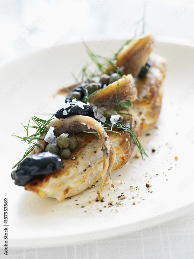Chicken breast with anchovies, capers and dill Chicken breast with anchovies, capers and dill