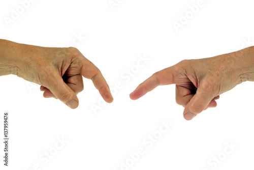 Deux doigts s'approchant pour se toucher  photo