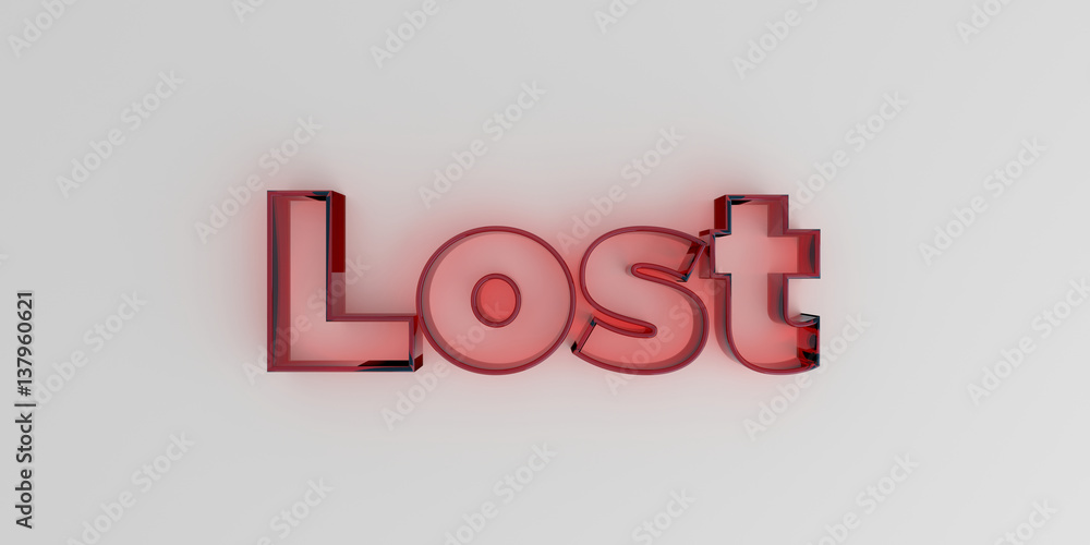 Lost - Red glass text on white background - 3D rendered royalty free stock image. Lost - Red glass text on white background - 3D rendered royalty free stock image.