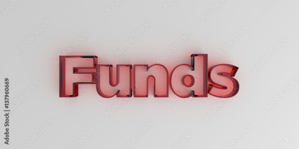 Funds - Red glass text on white background - 3D rendered royalty free stock image. Funds - Red glass text on white background - 3D rendered royalty free stock image.
