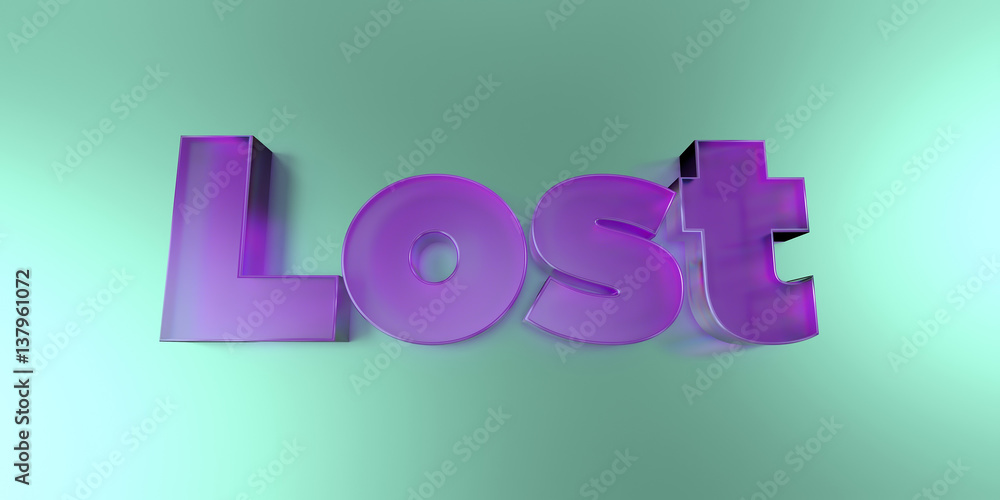 Lost - colorful glass text on vibrant background - 3D rendered royalty free stock image. Lost - colorful glass text on vibrant background - 3D rendered royalty free stock image.