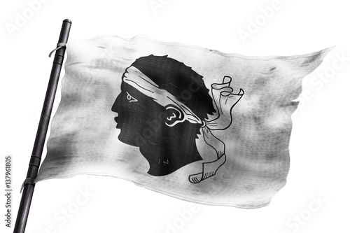 Drapeau de Corse sur fond blanc