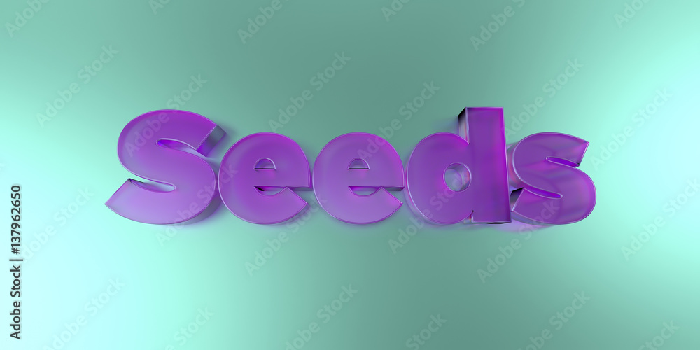 Seeds - colorful glass text on vibrant background - 3D rendered royalty free stock image. Seeds - colorful glass text on vibrant background - 3D rendered royalty free stock image.