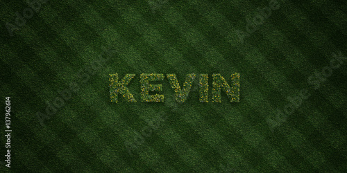 KEVIN - fresh Grass letters with flowers and dandelions - 3D rendered royalty free stock image. Can be used for online banner ads and direct mailers.. photo