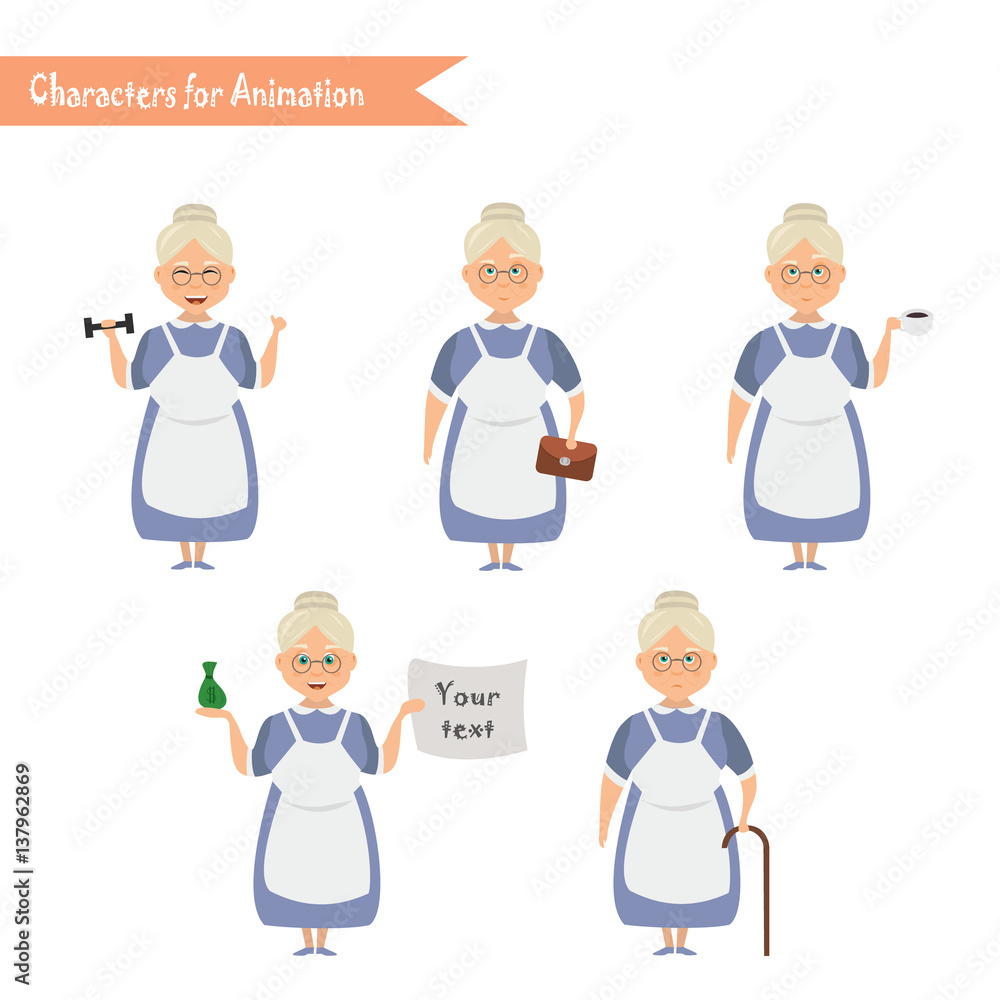 Funny Grandmother housewife cartoon. Funny Grandmother housewife cartoon.
