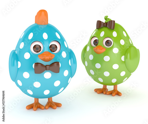 3d render of Easter funny chicks over white photo