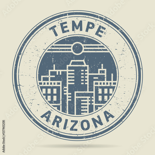 Grunge rubber stamp or label with text Tempe, Arizona